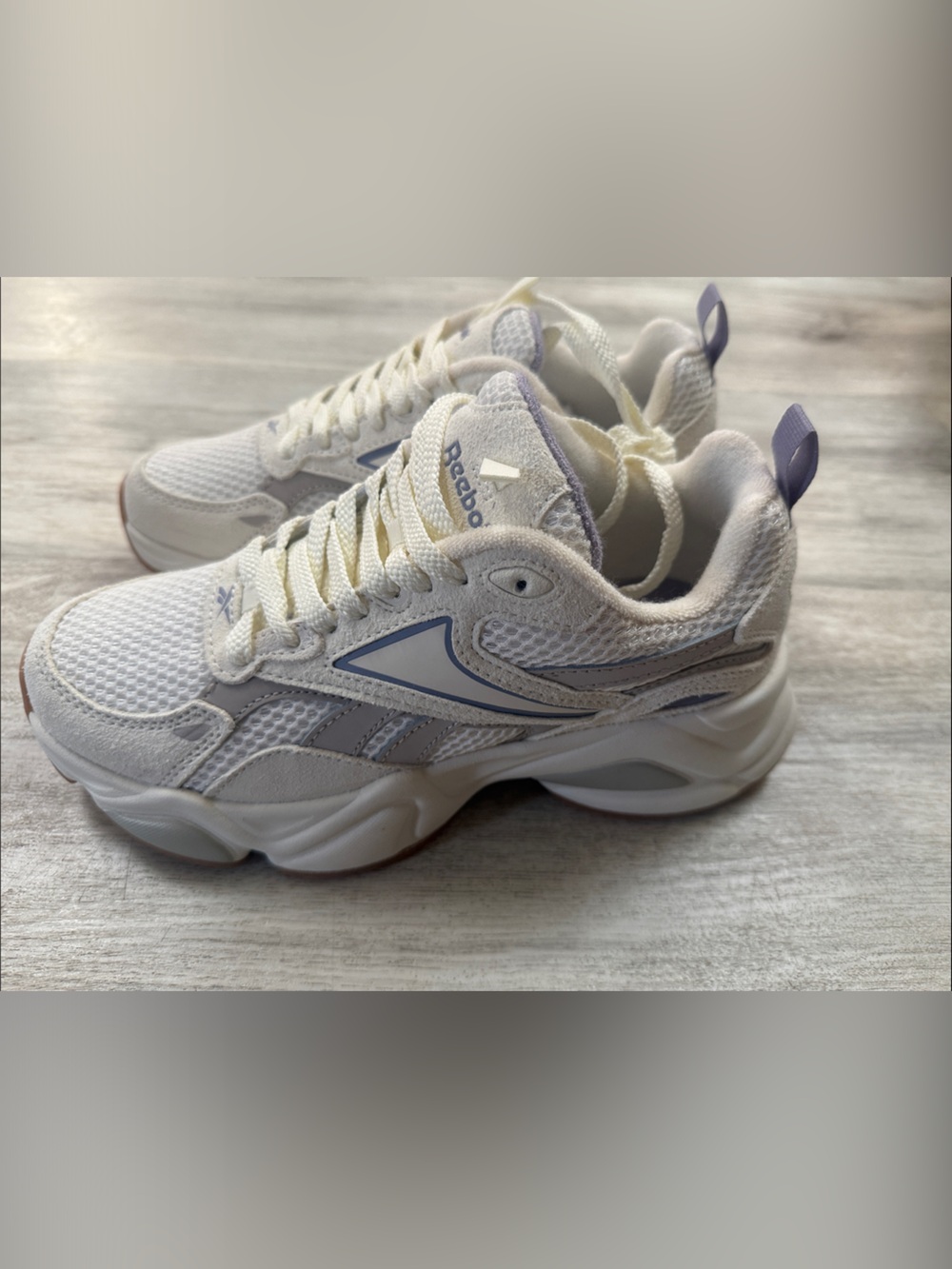 Reebok Women's Cream and Light Purple Sneakers